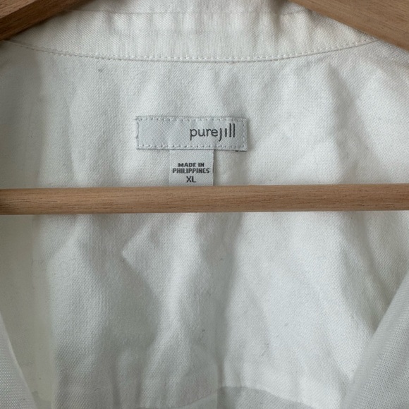 Pure Jill 100% Cotton White Button Down Shirt XL Oversized Minimalist Tunic - Picture 2 of 11